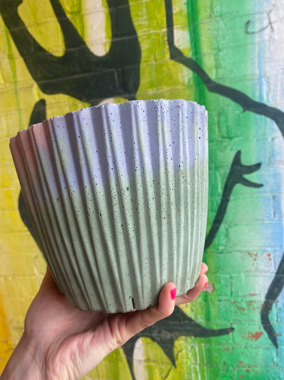 6” Concrete Planter / Pastel purple, pink and green