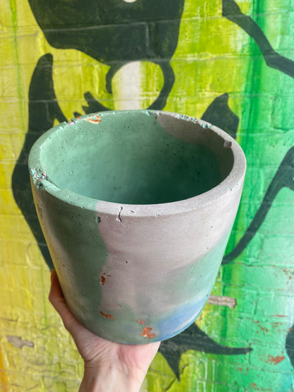6” Concrete Planter / Pastel pink, green + blue