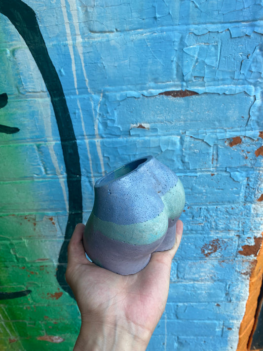 2.5" Concrete Butt Pot Blue/Teal/Purple