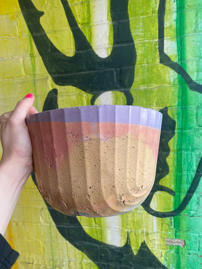 7” Concrete planter / purple, pink and+ yellow