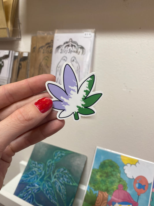 Genderqueer weed leaf sticker