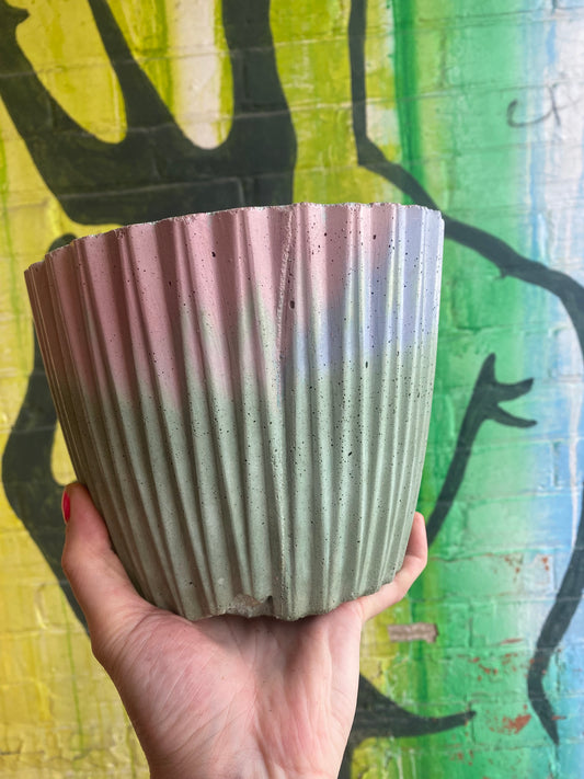 6” Concrete Planter / Pastel purple, pink and green