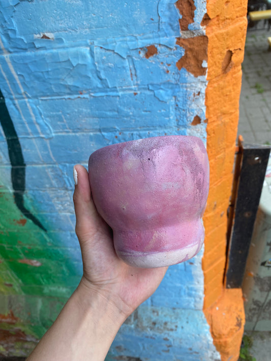 3.5" Concrete Tulip Pot Mottled Purples