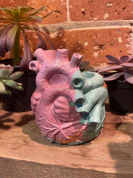 2.5" Concrete Heart Teal & Pink