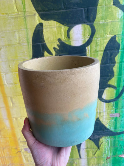 6” Concrete Planter / Yellow + Turquoise
