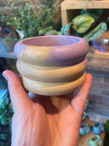 3.5" Concrete Bubble Pot Purple/Peach