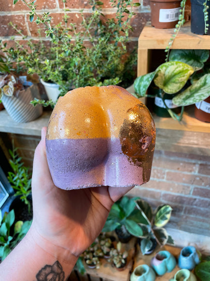 2.5" Concrete Butt Pot Purple/Orange