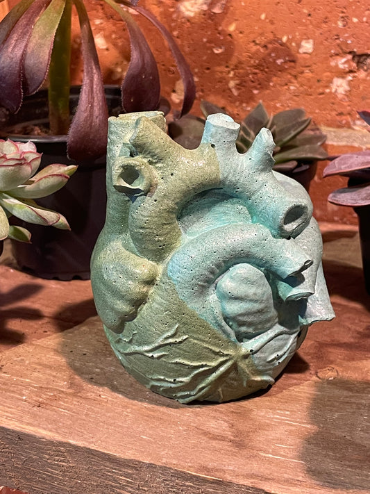 2.5" Concrete Heart Teal & Green