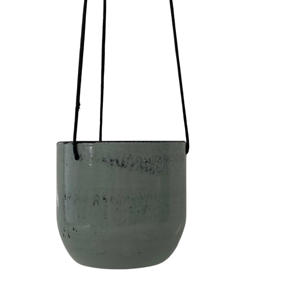 6" Ceramic Hanging Potcover | Ezra Ice Blue