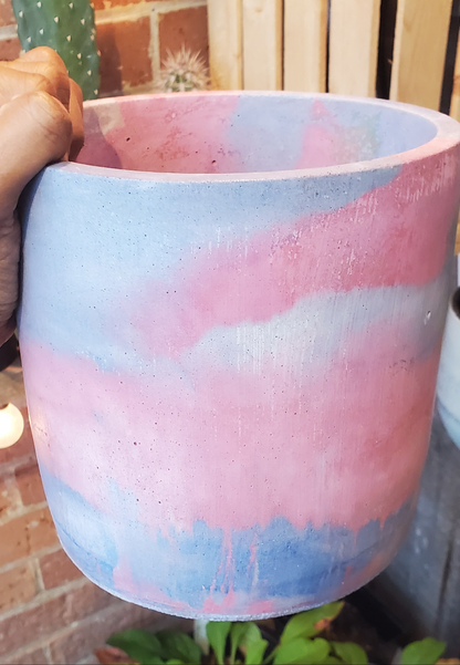 6" Concrete Pot Pink/Purple