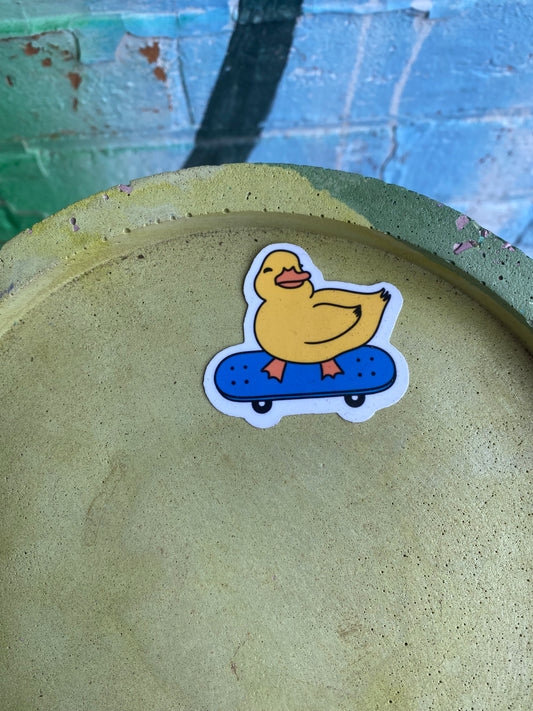 Skateboarding duck sticker