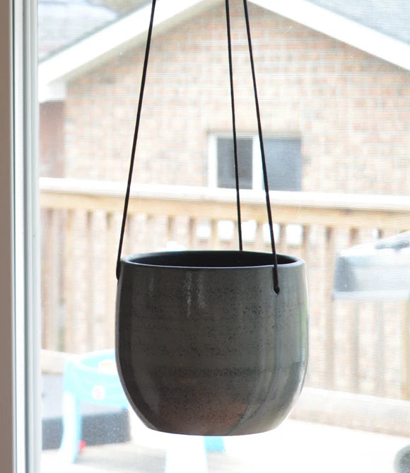 6" Ceramic Hanging Potcover | Ezra Ice Blue