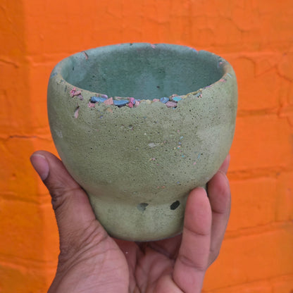 3.5" Concrete Tulip Pot Avocado/Turquoise/Confetti