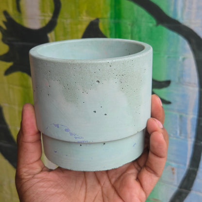3.5" Concrete Simple Pot Pale Sky Blue