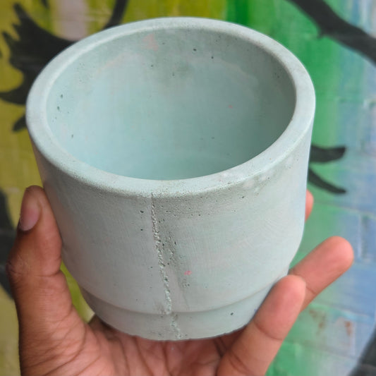 3.5" Concrete Simple Pot Pale Sky Blue