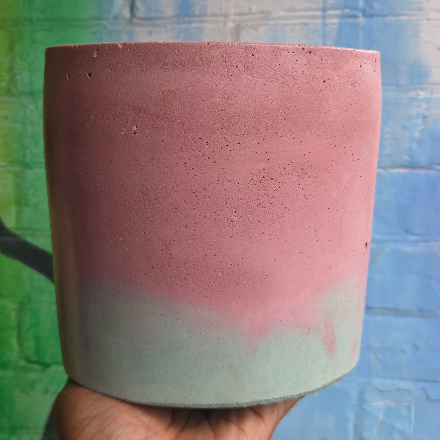 6” Concrete Planter Pink/Turquoise