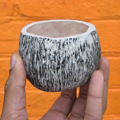 Sculpted Paper Vase - Scratched Black w/ White interior