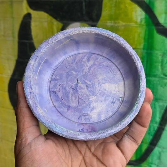 Small Wavy Rim Concrete Drainage Tray Tie Die Purple w/Blue Base