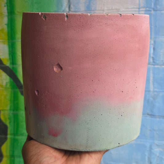 6” Concrete Planter Pink/Turquoise
