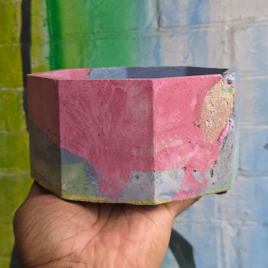 6” Octagon Concrete Pot Pink/Green/Blue/Yellow