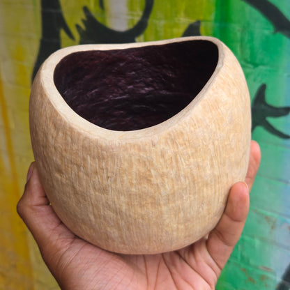 Sculpted Paper Vase - Tan w/ OxBlood Interior