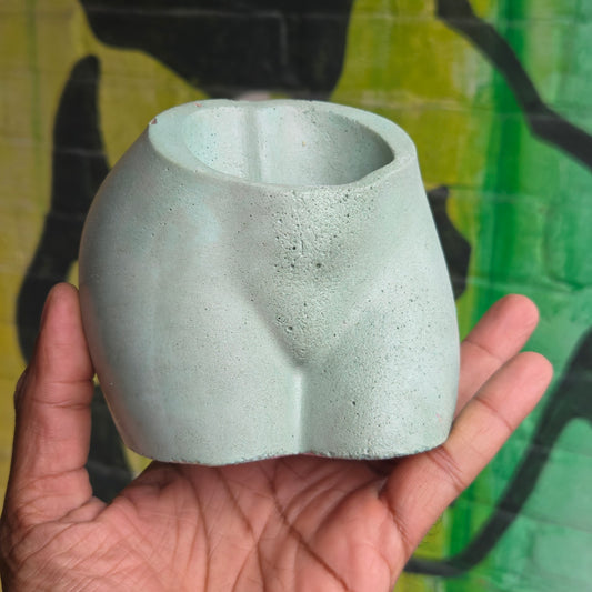 2.5" Concrete Butt Pot Mint w/Pink bottom