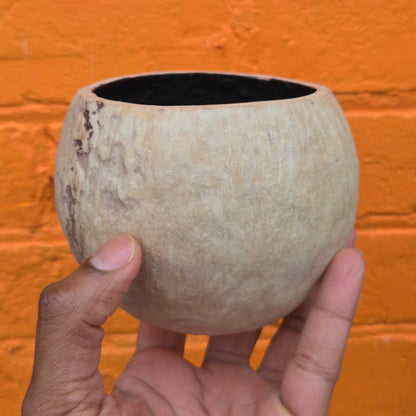 Sculpted Paper Vase - Tan w/ OxBlood Interior