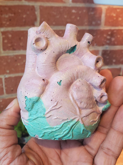 2.5" Concrete Heart Teal/Pink