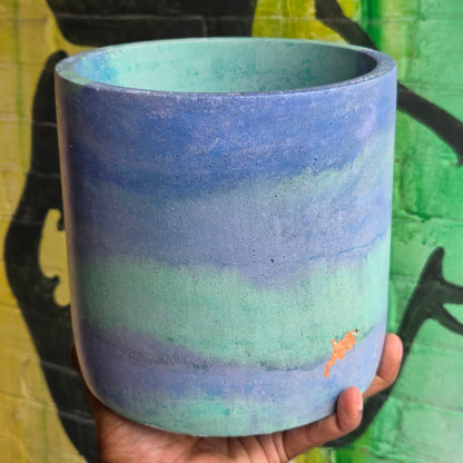 6" Concrete Pot Blue/Turquoise