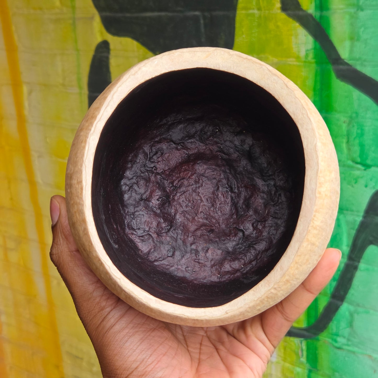 Sculpted Paper Vase - Tan w/ OxBlood Interior