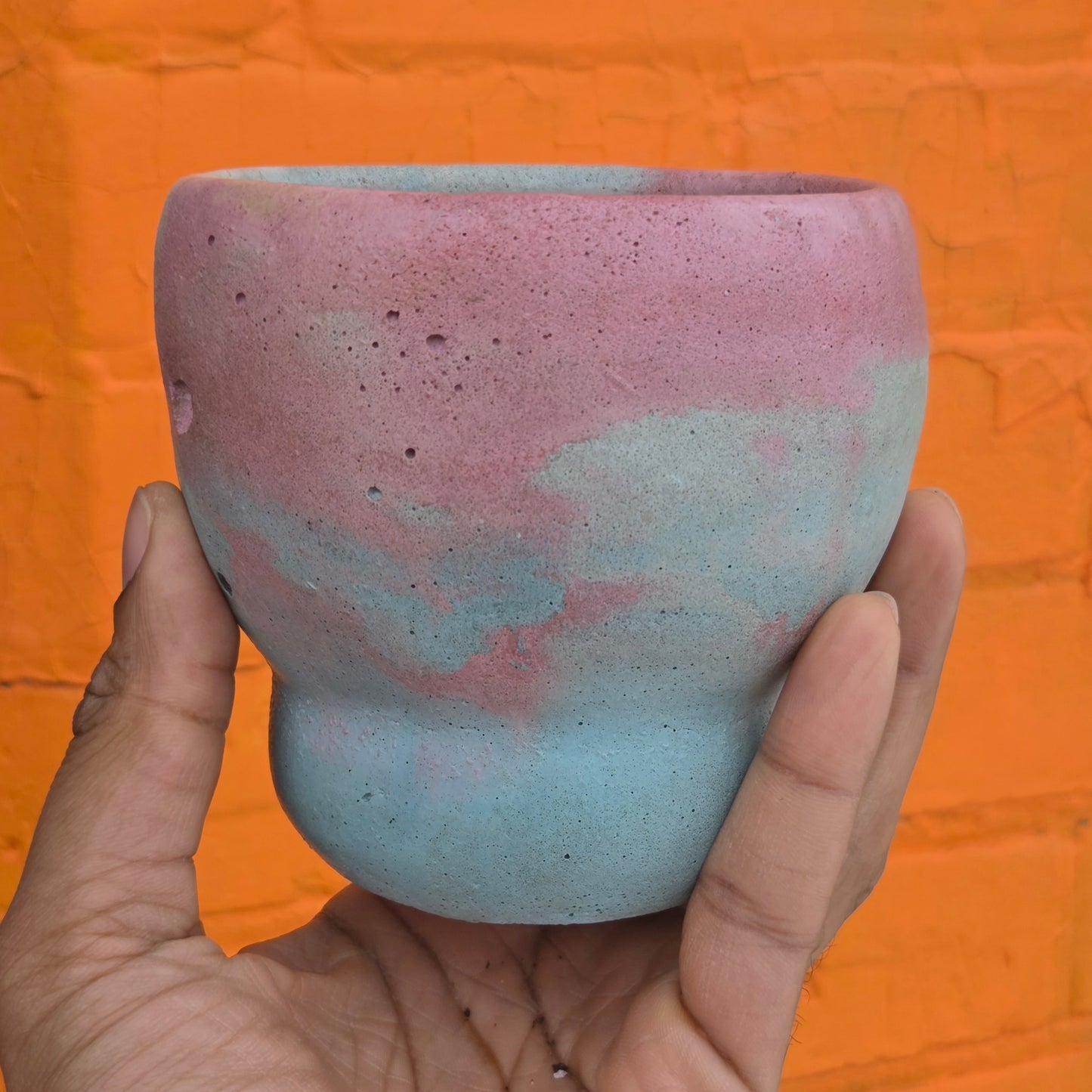 3.5" Concrete Tulip Pot Pink/Baby Blue