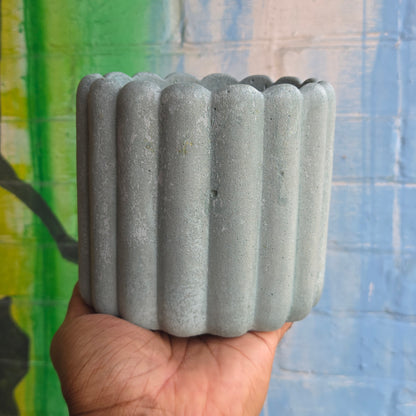 6” ‘Lady fingers' Concrete Pot Light Blue