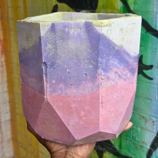 8" Octagonal Concrete Pot Peach/Pink/Purple