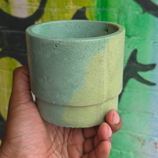 3.5" Concrete Simple Pot Pale Green/Turquoise