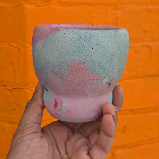 3.5" Concrete Tulip Pot Pink/Baby Blue