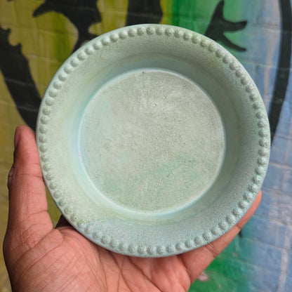 5" Concrete Tapered Pot w/Tray Teal Mix