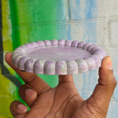 Small Concrete Drainage Tray Purple/Green speckle w/Bubble rim