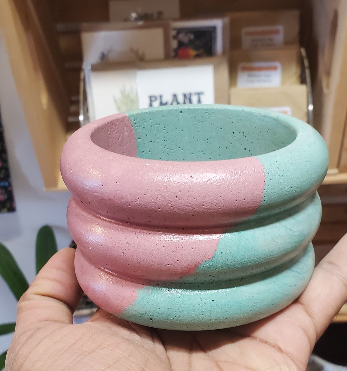 3.5" Concrete Bubble Pot Pink/Green