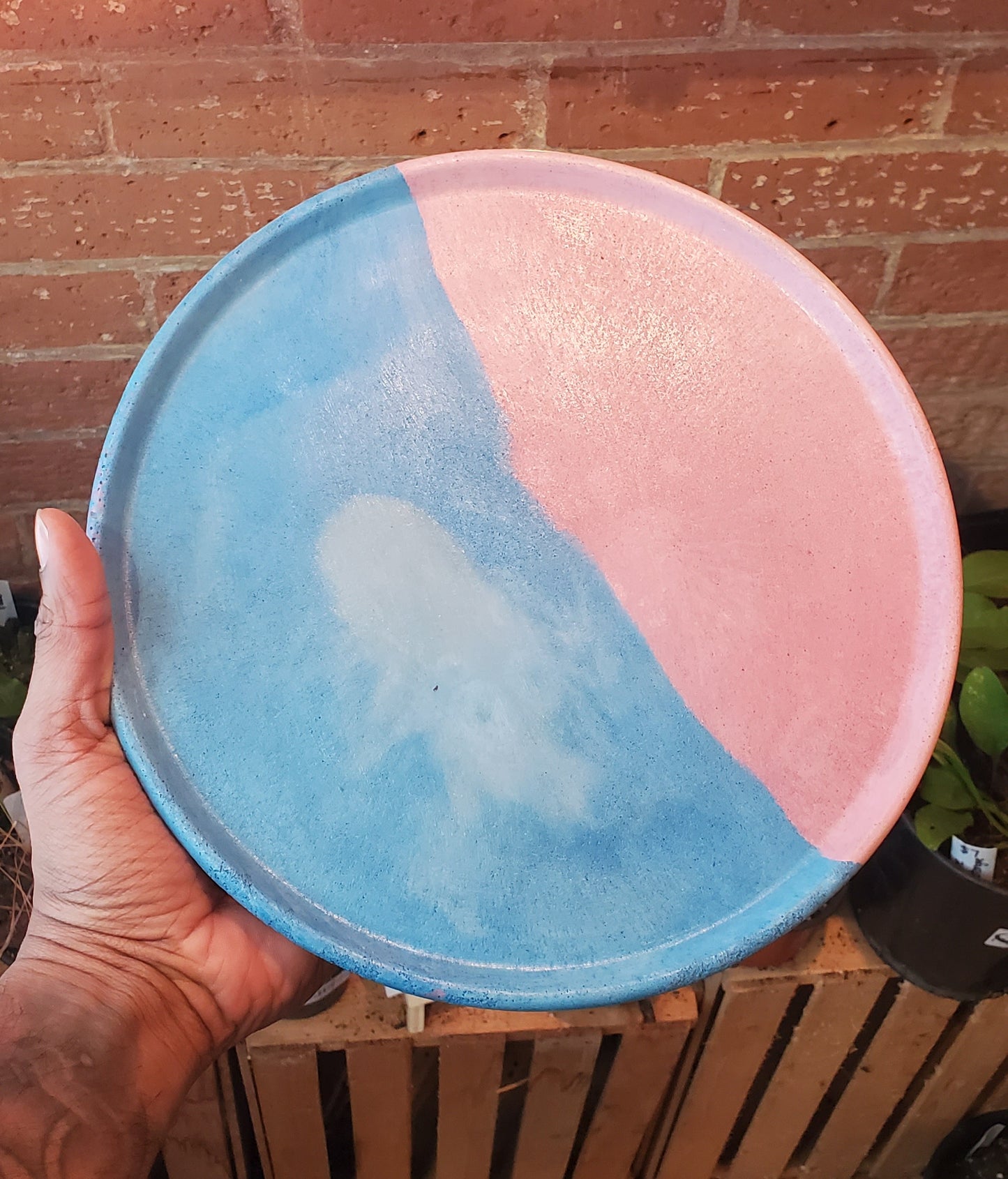 Large Concrete Drainage Tray Blue/Pink