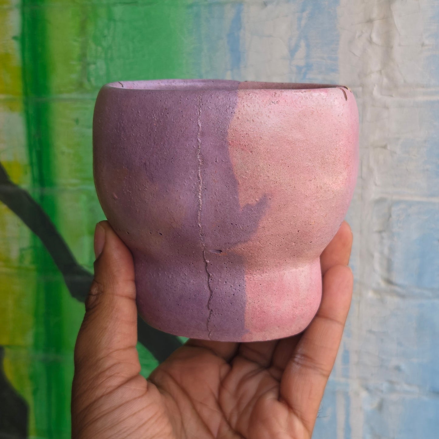 3.5” Concrete Tulip Pot Pink/Purple