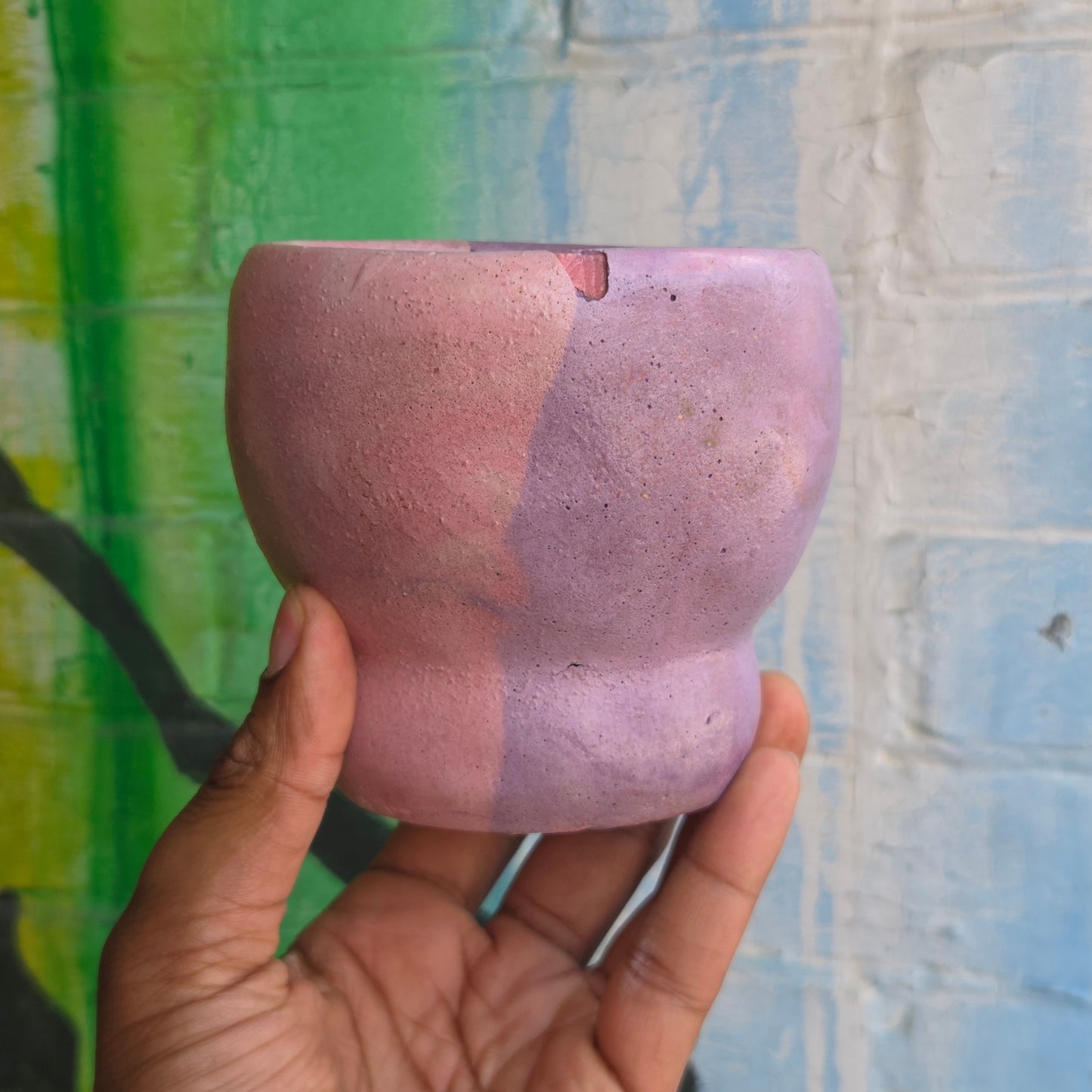 3.5” Concrete Tulip Pot Pink/Purple