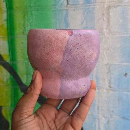 3.5” Concrete Tulip Pot Pink/Purple