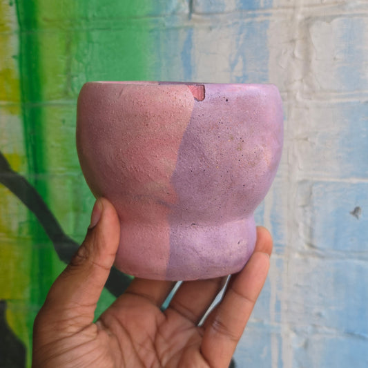 3.5” Concrete Tulip Pot Pink/Purple