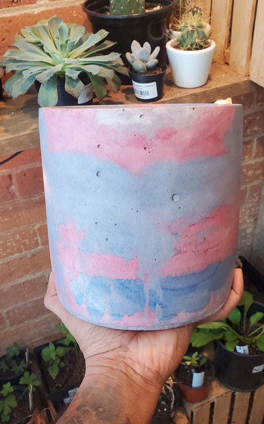 6" Concrete Pot Pink/Purple