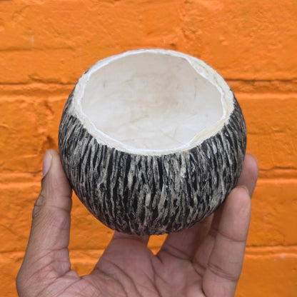 Sculpted Paper Vase - Scratched Black w/ White interior