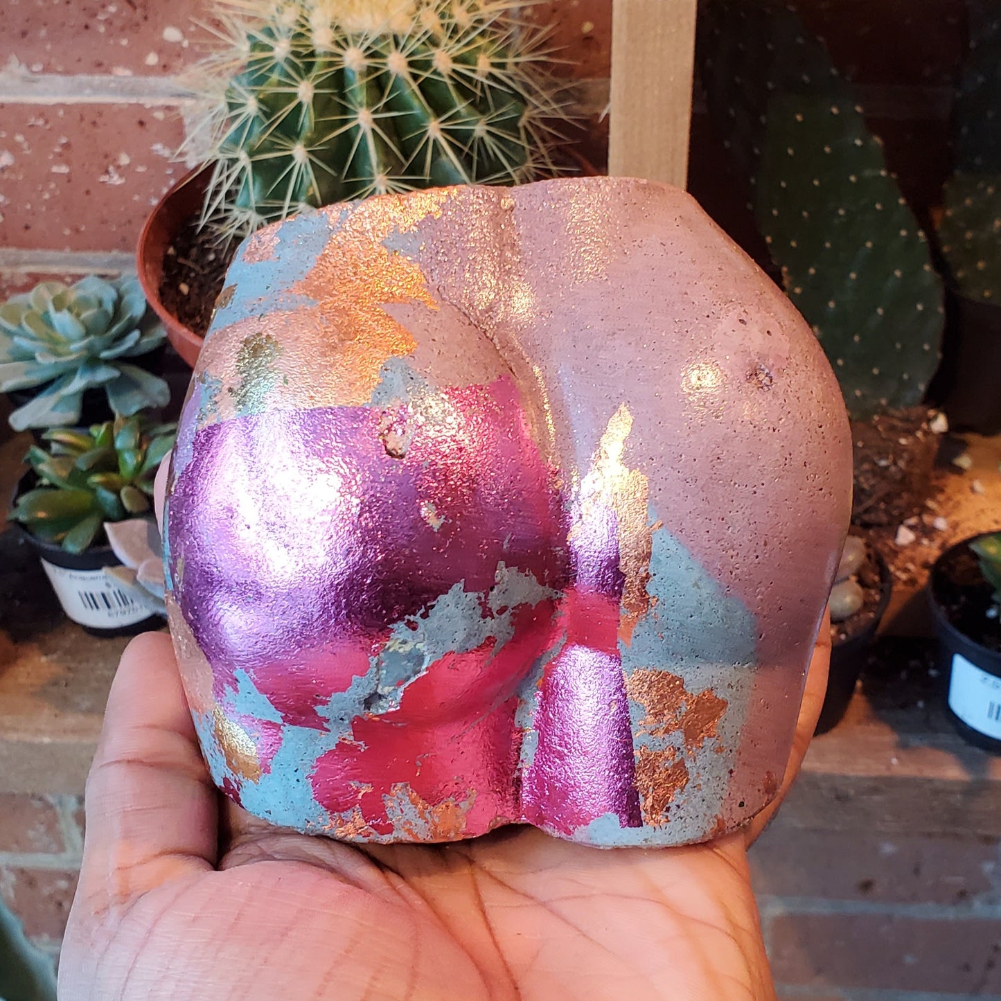 2.5" Concrete Butt Pot Purple/Blue Metallic