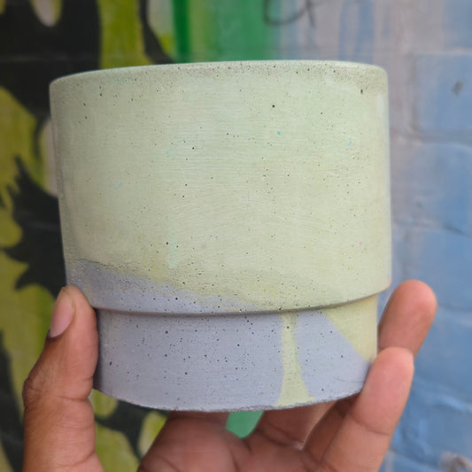3.5" Concrete Simple Pot Pale Green/Gray