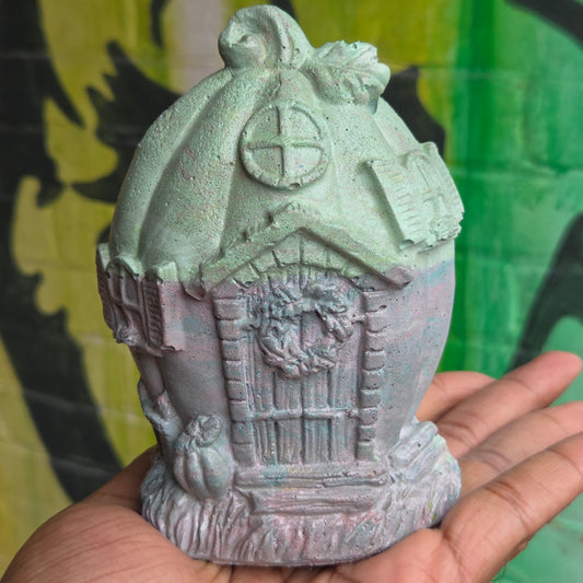 Concrete Fairy House Green & Pink/Blue