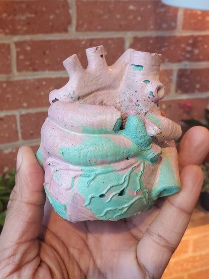2.5" Concrete Heart Teal/Pink