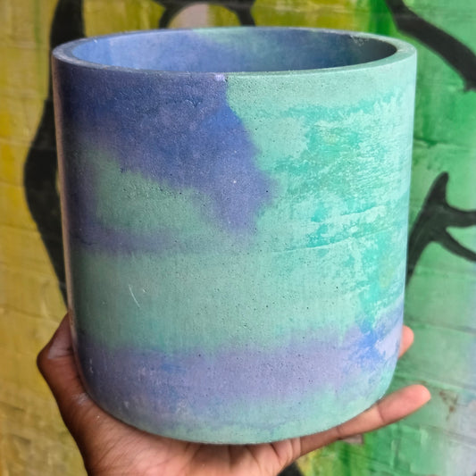 6" Concrete Pot Blue/Turquoise